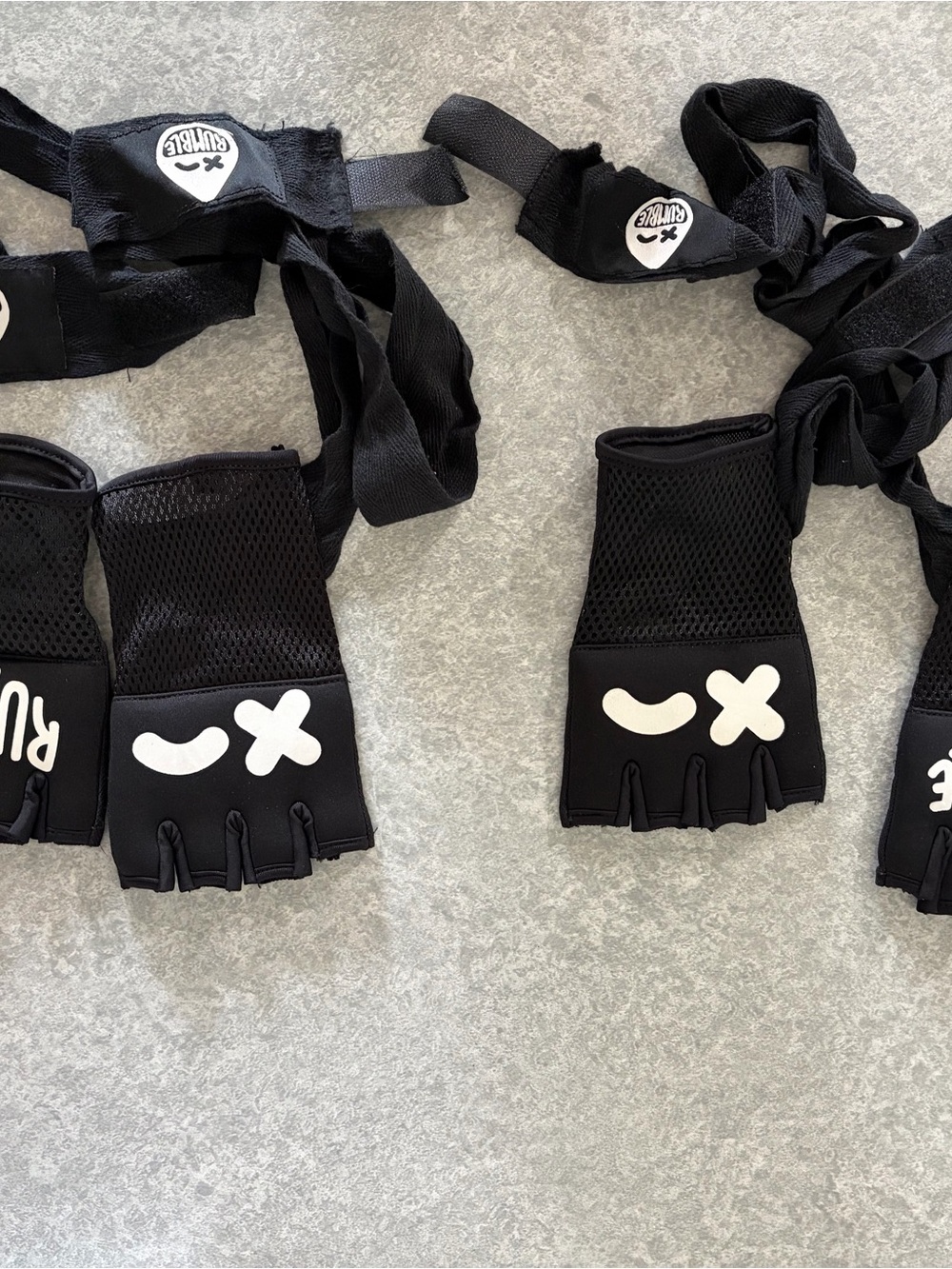 Black Fingerless Rumble Workout Gloves with Wrist Wraps